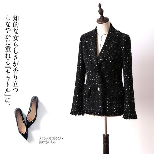 women's jackets winter designing elegant women turn-down collar pockets polka dots thick weaving black jacket slim chic england style c, Black;brown
women's jackets winter designing elegant women turn-down collar pockets polka dots thick weaving black jacket slim chic england style c, Black;brown