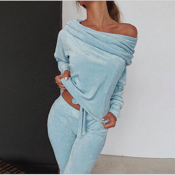 spring warm soft sportswear suit womens tracksuits slash collar slim pants autumn casual two piece clothing, Gray
spring warm soft sportswear suit womens tracksuits slash collar slim pants autumn casual two piece clothing, Gray