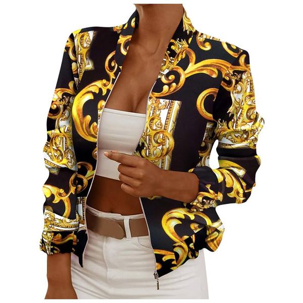 women's jackets 2021 women fashion long sleeve zipper floral print casual short jacket coatwear chic lady autumn, Black;brown
women's jackets 2021 women fashion long sleeve zipper floral print casual short jacket coatwear chic lady autumn, Black;brown