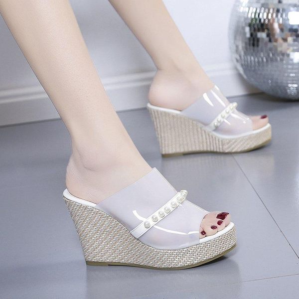 slippers shoes low pu rubber hoof heels rome basic fabric, Black