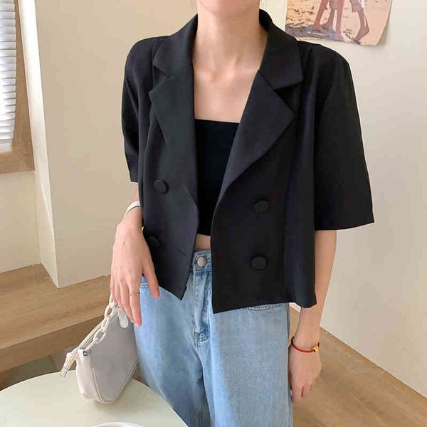 women's suits & blazers short jacket summer thin slim-fit short-sleeved suit collar single-breasted loose casual boutique wwyf, White;black
women's suits & blazers short jacket summer thin slim-fit short-sleeved suit collar single-breasted loose casual boutique wwyf, White;black