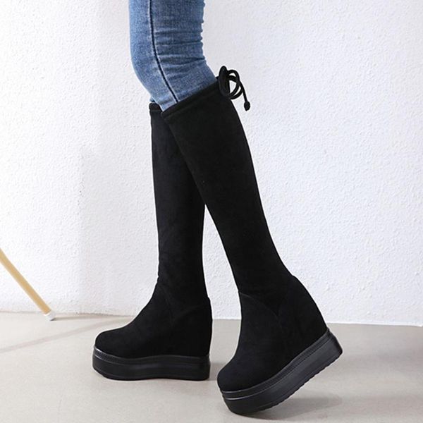 boots female flock stretch fabric height increasing slip-on black super high heel knee-high platform winter woman shoes
boots female flock stretch fabric height increasing slip-on black super high heel knee-high platform winter woman shoes