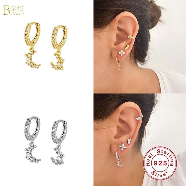 real 925 sterling silver hoop earrings for women party gifts simple fashion diamond crescent pendant jewelry & huggie, Golden;silver
real 925 sterling silver hoop earrings for women party gifts simple fashion diamond crescent pendant jewelry & huggie, Golden;silver