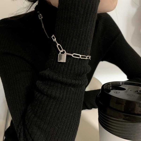 link, chain simple lock key oval buckle bracelets for women hip hop trendy retro party gift fine jewelry sab321, Black
link, chain simple lock key oval buckle bracelets for women hip hop trendy retro party gift fine jewelry sab321, Black