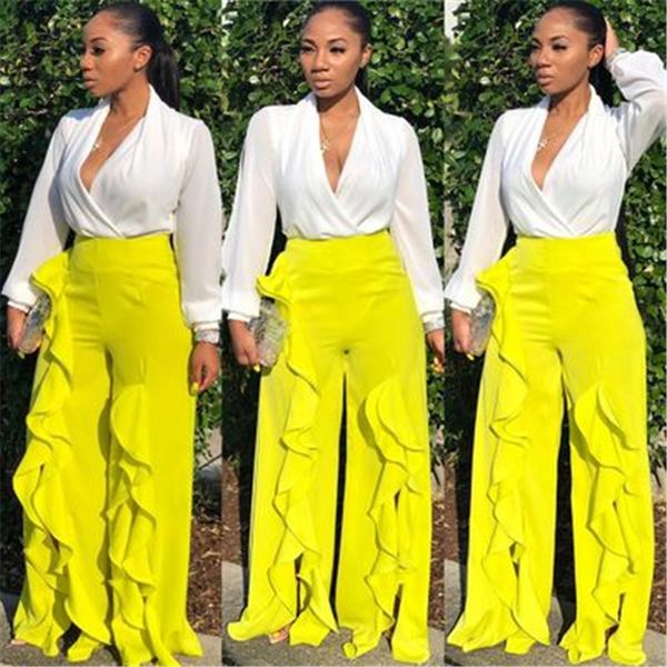 womens ruffle lace pants fashion occident trend high waist wide-leg trousers designer female elastic waists casual loose long pant, Black;white
womens ruffle lace pants fashion occident trend high waist wide-leg trousers designer female elastic waists casual loose long pant, Black;white