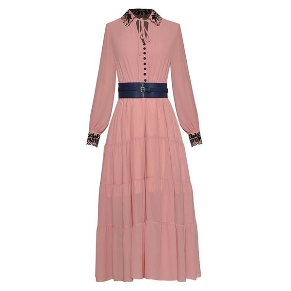 casual dresses embroidered hollow out turn-down collar string lace up buttons wide leather belt sheer back long sleeve chiffon dress, Black;gray
casual dresses embroidered hollow out turn-down collar string lace up buttons wide leather belt sheer back long sleeve chiffon dress, Black;gray