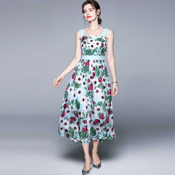 designer runway summer boho holiday dress women spaghetti strap tulips flower printed female elegant party 210529, Black;gray
designer runway summer boho holiday dress women spaghetti strap tulips flower printed female elegant party 210529, Black;gray