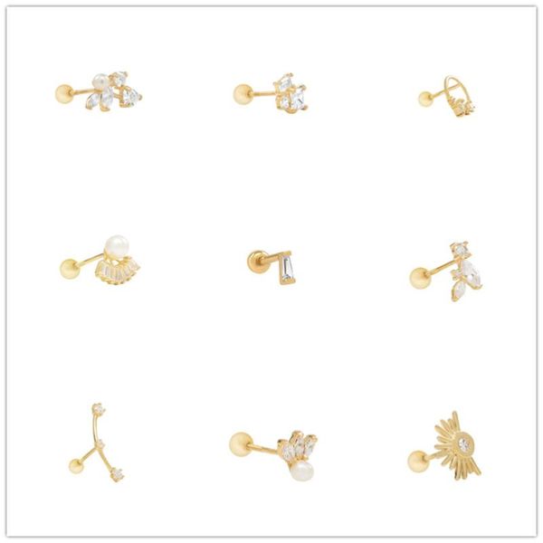 stud romad 1pcs real 925 sterling silver earrings for women clear zircon pearl cartilage piercing pendientes aretes w5, Golden;silver
stud romad 1pcs real 925 sterling silver earrings for women clear zircon pearl cartilage piercing pendientes aretes w5, Golden;silver