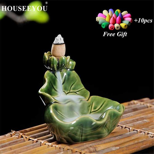 fragrance lamps green lotus backflow incense burner glaze ceramic stick holder porcelain smoke waterfall back flow censer
fragrance lamps green lotus backflow incense burner glaze ceramic stick holder porcelain smoke waterfall back flow censer