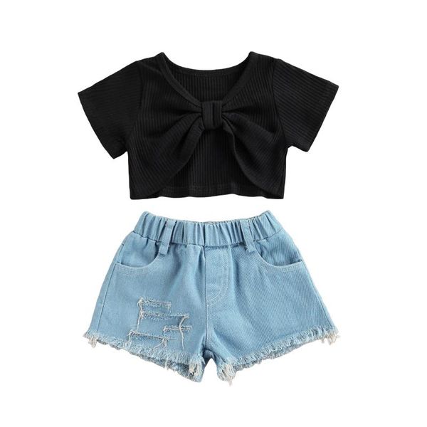 clothing sets baby clothes for borns short-sleeved shorts children's set fashion solid color cropped t-shirt ripped denim pants, White
clothing sets baby clothes for borns short-sleeved shorts children's set fashion solid color cropped t-shirt ripped denim pants, White