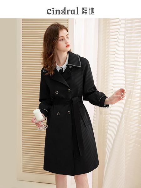 women's trench coats 2021 spring black windbreaker mid-length hepburn style drape anti-wrinkle atmospheric jacket, Tan;black
women's trench coats 2021 spring black windbreaker mid-length hepburn style drape anti-wrinkle atmospheric jacket, Tan;black