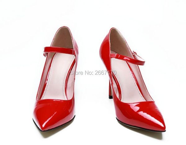 femme pumps women red high heels patent leather shoes pointed toe stilettos strap mary jeans party lady dress, Black
femme pumps women red high heels patent leather shoes pointed toe stilettos strap mary jeans party lady dress, Black