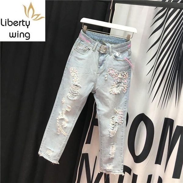 women's jeans euro fashion embroidered flares sequins womens denim pants spring thin hole ripped loose ankle length female straight tro, Blue
women's jeans euro fashion embroidered flares sequins womens denim pants spring thin hole ripped loose ankle length female straight tro, Blue