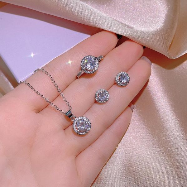 earrings & necklace ajojewel delicate simple jewelry set micro pave cubic zircon round pendant ring for women fine gift bijoux, Silver
earrings & necklace ajojewel delicate simple jewelry set micro pave cubic zircon round pendant ring for women fine gift bijoux, Silver