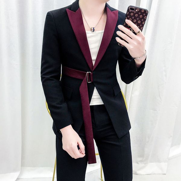 men's suits & blazers spring 2021 style design slim suit men's color designer belt red fashion jacket, White;black
men's suits & blazers spring 2021 style design slim suit men's color designer belt red fashion jacket, White;black