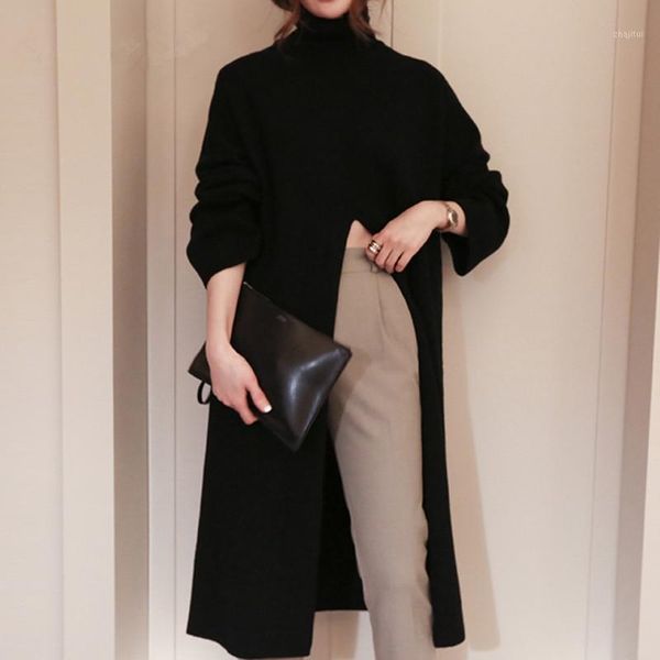 women's sweaters women fashion knitted turtleneck long sweater casual black front split office loose pullover autumn winter elegant, White;black
women's sweaters women fashion knitted turtleneck long sweater casual black front split office loose pullover autumn winter elegant, White;black