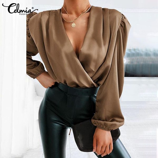 women's blouses & shirts women satin tunics 2021 blouse celmia party long puff sleeve fashion streetwear solid color wrap v neck a, White
women's blouses & shirts women satin tunics 2021 blouse celmia party long puff sleeve fashion streetwear solid color wrap v neck a, White