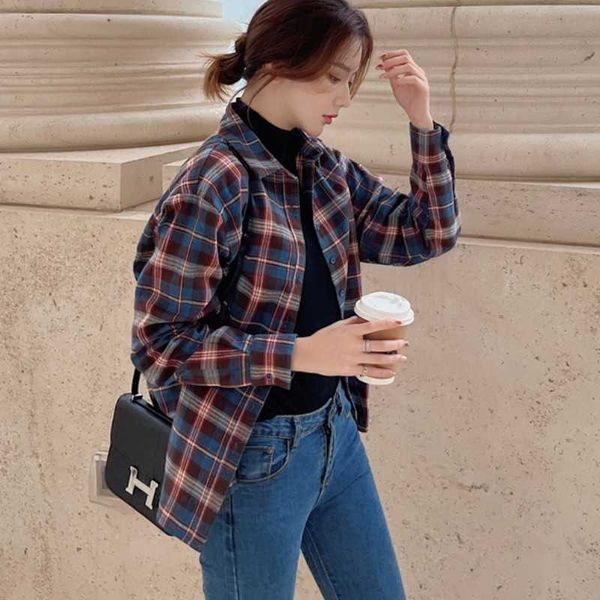 korea women long sleeve cotton shirt spring autumn fashion casual plaid blouses blusas 210526, White
korea women long sleeve cotton shirt spring autumn fashion casual plaid blouses blusas 210526, White