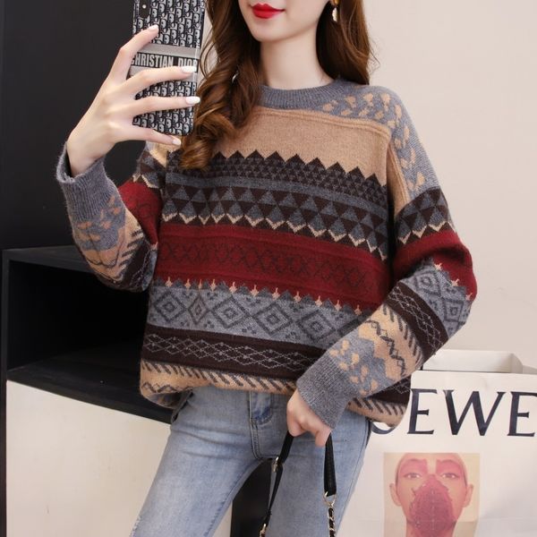 sweater womens released print mesh winter female op60, White;black