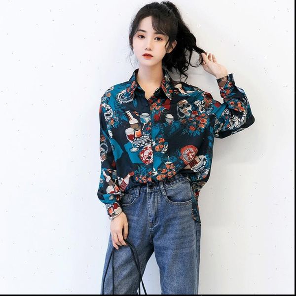 fashion vintage lapel personality womens shirts print loose girl long sleeve and blouses, White
fashion vintage lapel personality womens shirts print loose girl long sleeve and blouses, White