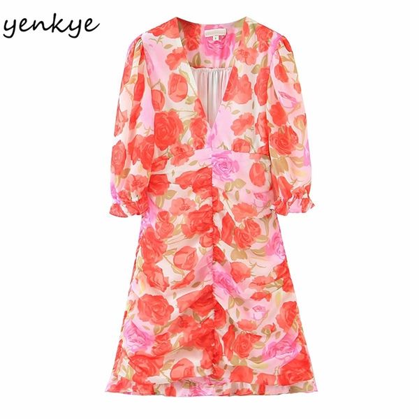 summer dress sweet women rose floral print female v neck half sleeve hem ruffle draped mini robe 210514, Black;gray
summer dress sweet women rose floral print female v neck half sleeve hem ruffle draped mini robe 210514, Black;gray