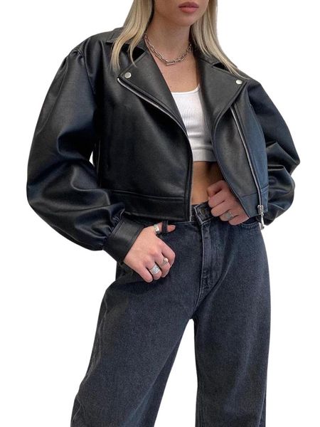women's jackets women leather jacket black solid color long sleeve zipper closure lightweight coat, Black;brown
women's jackets women leather jacket black solid color long sleeve zipper closure lightweight coat, Black;brown