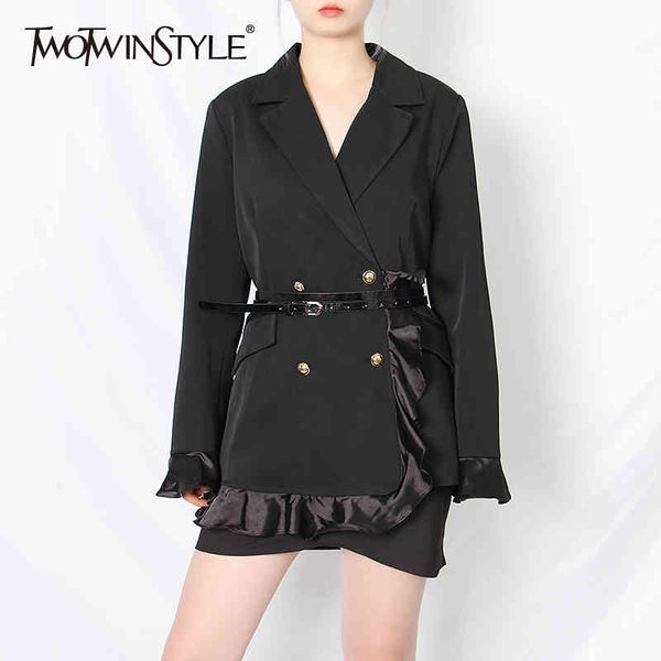 black casual lazer for women notched long sleeve ruffle with sashes patchwork blazers female clothing 210524, White;black
black casual lazer for women notched long sleeve ruffle with sashes patchwork blazers female clothing 210524, White;black