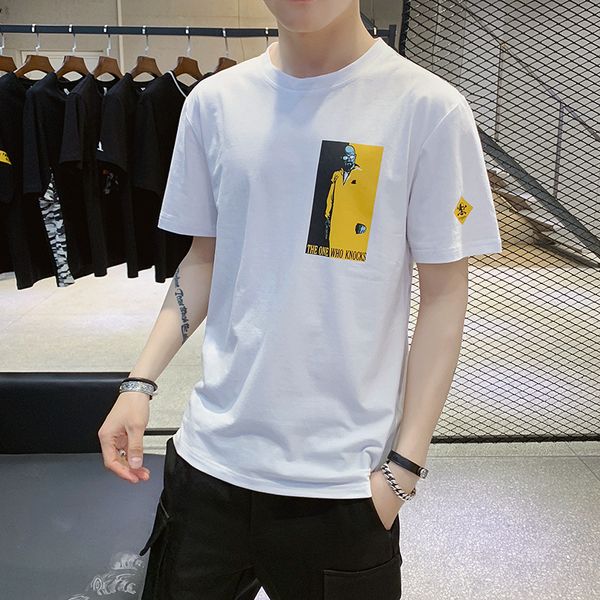 men's t shirts 2021 summer short sleeve korean trend slim half body fashion top, White;black
men's t shirts 2021 summer short sleeve korean trend slim half body fashion top, White;black