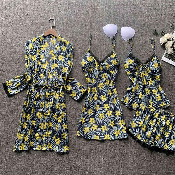 sleepwear fashion spring stain pyjama 4 pieces faux silk pajamas set women casual floral printing sling summer robe sleepwear o4fy bxk3, Black;red
sleepwear fashion spring stain pyjama 4 pieces faux silk pajamas set women casual floral printing sling summer robe sleepwear o4fy bxk3, Black;red