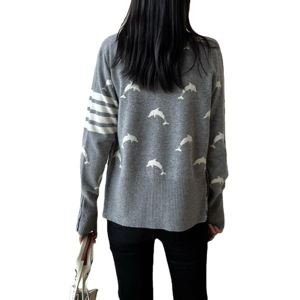 tb21 autumn winter female british fashion little dolphin jacquard coat college wool knitted v-neck long sleeved cardigan, Black
tb21 autumn winter female british fashion little dolphin jacquard coat college wool knitted v-neck long sleeved cardigan, Black