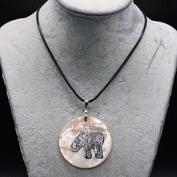 chains natural shell round necklace with lifelike elephant pattern pendant leather rope length 55+5cm charms for jewelry gifts, Silver
chains natural shell round necklace with lifelike elephant pattern pendant leather rope length 55+5cm charms for jewelry gifts, Silver