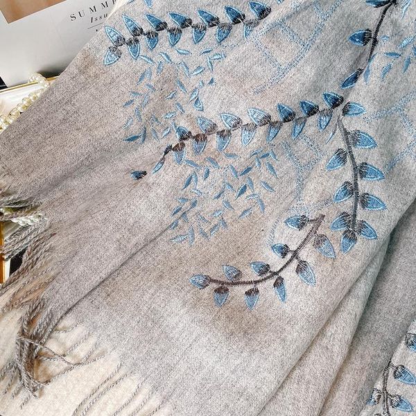 scarves high-end embroidery wool scarf women's warm pashmina wrap long fashion 100% wool,shawl, Blue;gray
scarves high-end embroidery wool scarf women's warm pashmina wrap long fashion 100% wool,shawl, Blue;gray