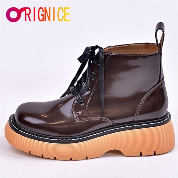 boots orignice women thick bottom riding ankle autumn rubber patent leather lace up round toe fashion lady casual shoes, Black
boots orignice women thick bottom riding ankle autumn rubber patent leather lace up round toe fashion lady casual shoes, Black