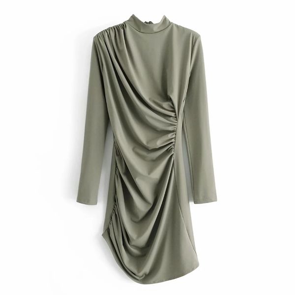 women asymmetric pleated knitting dress female stand collar long sleeve clothes casual lady slim vestido d7013 210430, Black;gray
women asymmetric pleated knitting dress female stand collar long sleeve clothes casual lady slim vestido d7013 210430, Black;gray