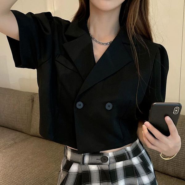 women's suits & blazers short suit blazer women sleeve summer streetwear ol elegant retro lady outerwear double buttons solid jacket fe, White;black
women's suits & blazers short suit blazer women sleeve summer streetwear ol elegant retro lady outerwear double buttons solid jacket fe, White;black