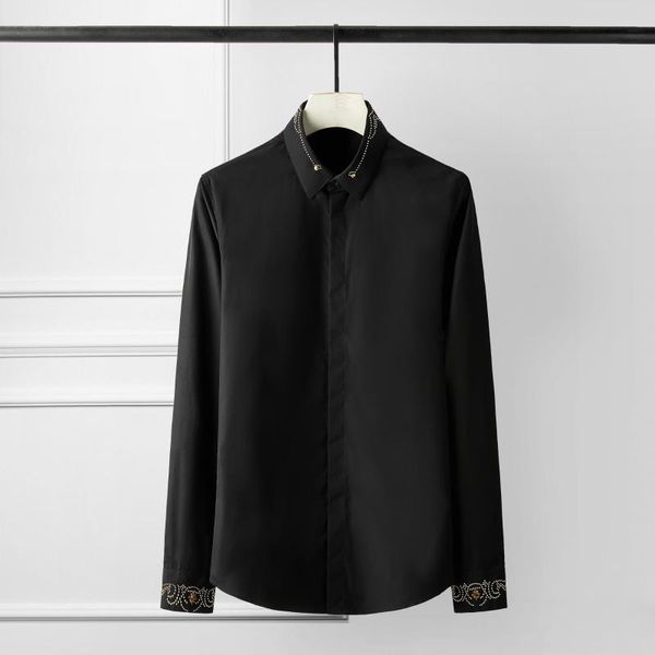 men's casual shirts shirt men luxury royal cuff and collar rivet black white long sleeve mens plus size 4xl, White;black
men's casual shirts shirt men luxury royal cuff and collar rivet black white long sleeve mens plus size 4xl, White;black