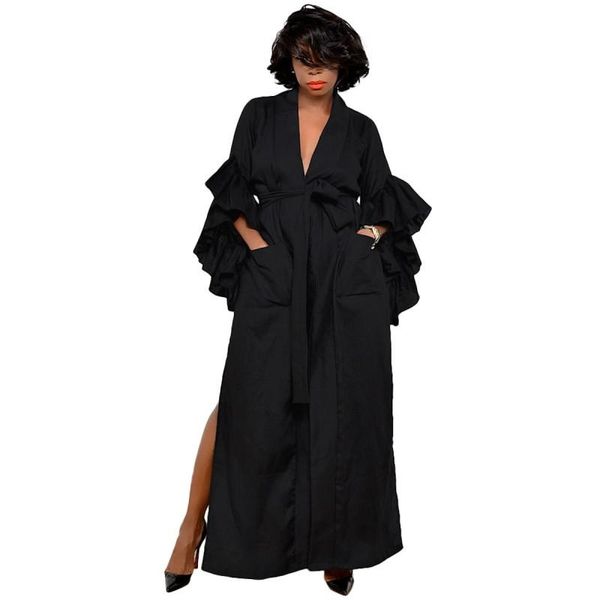 casual dresses lace up maxi dress women v neck ruffle sleeve split robes 2021 fashion solid pockets street style long vestidos, Black;gray
casual dresses lace up maxi dress women v neck ruffle sleeve split robes 2021 fashion solid pockets street style long vestidos, Black;gray