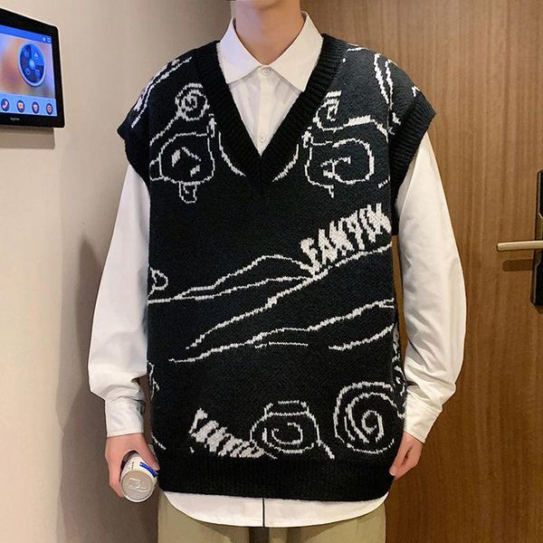 men's vests sleeveless sweater vest v-neck printed cartoon coat oversize fashion trend casual college style male clothes autumn winter, Black;white
men's vests sleeveless sweater vest v-neck printed cartoon coat oversize fashion trend casual college style male clothes autumn winter, Black;white