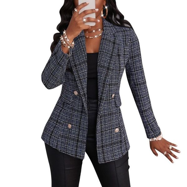 women's suits & blazers plaid blazer jacket women cardigan notched neck outerwear 2021 autumn fashion vintage elegant chic office lady, White;black
women's suits & blazers plaid blazer jacket women cardigan notched neck outerwear 2021 autumn fashion vintage elegant chic office lady, White;black