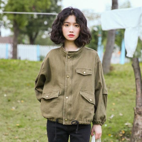 women 2021 spring autumn jacket female fashion loose baseball jackets simple casual retro ladies coat outerwear c595 women's, Black;brown
women 2021 spring autumn jacket female fashion loose baseball jackets simple casual retro ladies coat outerwear c595 women's, Black;brown