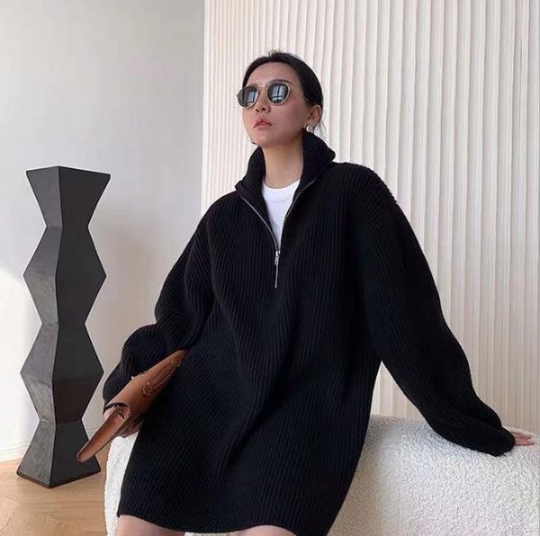 women's sweaters women sweater autumn and winter black wool fisherman zipper hem slit knit, White;black
women's sweaters women sweater autumn and winter black wool fisherman zipper hem slit knit, White;black