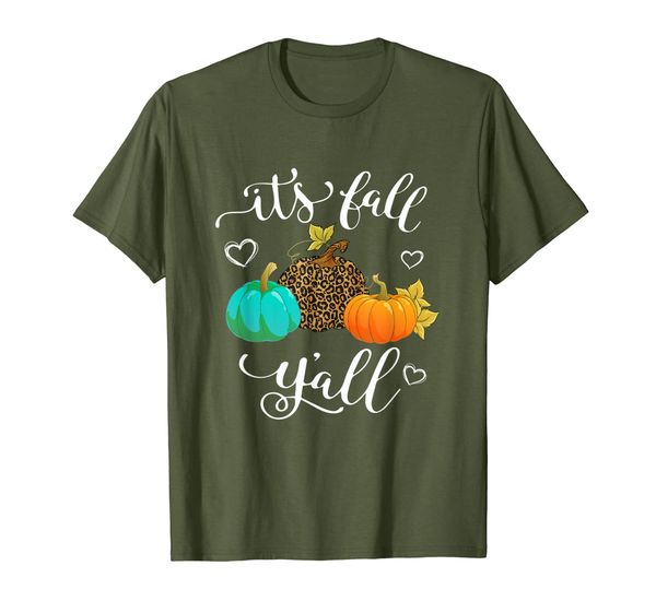 it's fall y'all leopard pumpkin autumn funny thanksgiving t-shirt, White;black