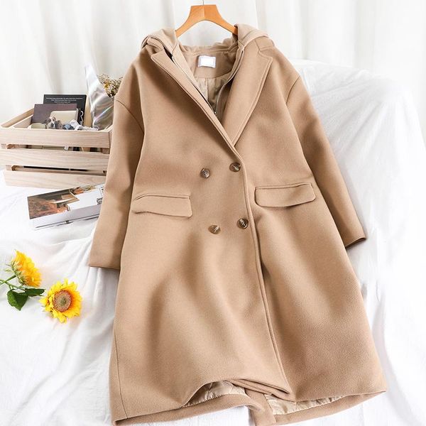 women's wool & blends winter plus cotton woolen cloth jacket thick fake two-piece windbreaker hooded stitching casual female, Black
women's wool & blends winter plus cotton woolen cloth jacket thick fake two-piece windbreaker hooded stitching casual female, Black