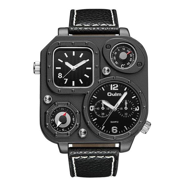 wristwatches relogio oulm watches military temperature compass design sports clock leather strap double display quartz watch me, Slivery;brown
wristwatches relogio oulm watches military temperature compass design sports clock leather strap double display quartz watch me, Slivery;brown