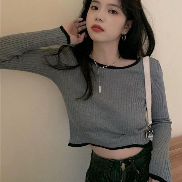women's t-shirt long sleeve t-shirts women simple solid color crop slim all-match female sweet leisure clothing students street knittin, White
women's t-shirt long sleeve t-shirts women simple solid color crop slim all-match female sweet leisure clothing students street knittin, White