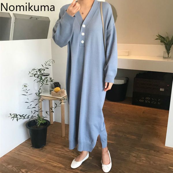 nomikuma knitted buttons v-neck women dress korean causal oversized sweater dresses new split vestidos feminimos 6c502 210427, Black;gray
nomikuma knitted buttons v-neck women dress korean causal oversized sweater dresses new split vestidos feminimos 6c502 210427, Black;gray