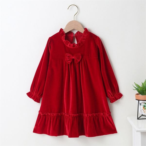 autumn winter girls dress long sleeve red solid bow lace cute sweet baby vestidos 2-6t 210629, Red;yellow
autumn winter girls dress long sleeve red solid bow lace cute sweet baby vestidos 2-6t 210629, Red;yellow