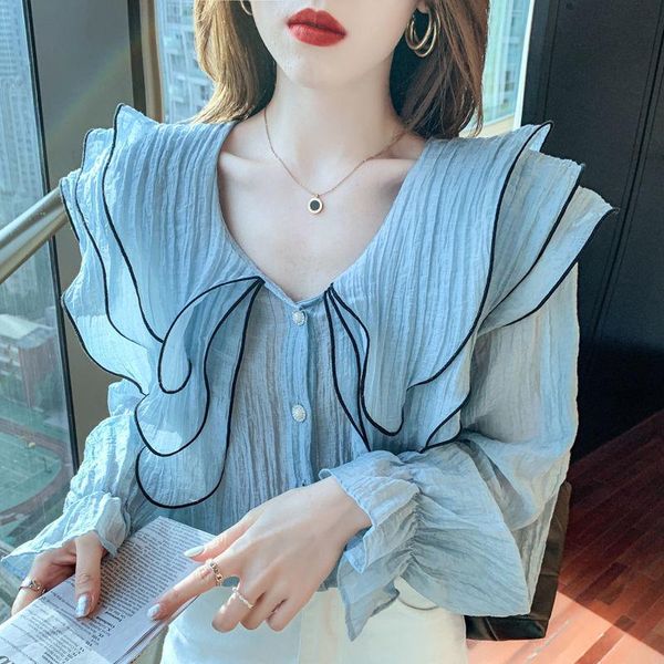 women's blouses & shirts women 2021 spring fashion v-neck ruffled female long-sleeved thin ladies solid color loose casual q376, White
women's blouses & shirts women 2021 spring fashion v-neck ruffled female long-sleeved thin ladies solid color loose casual q376, White