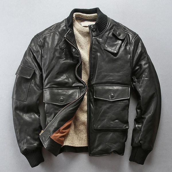 men's leather & faux 2021 winter down stand collar sheepskin genuine jacket men safary style real coat male, Black
men's leather & faux 2021 winter down stand collar sheepskin genuine jacket men safary style real coat male, Black