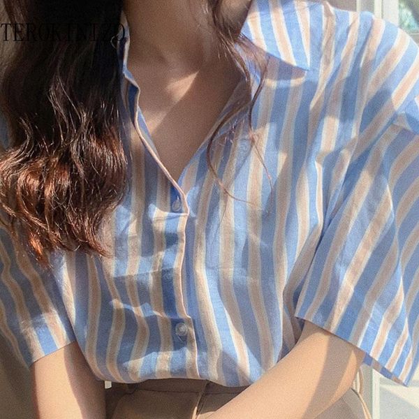 women's blouses & shirts terokinizo korean style striped turn down collar short sleeve casual loose button up blouse fashion streetwea, White
women's blouses & shirts terokinizo korean style striped turn down collar short sleeve casual loose button up blouse fashion streetwea, White